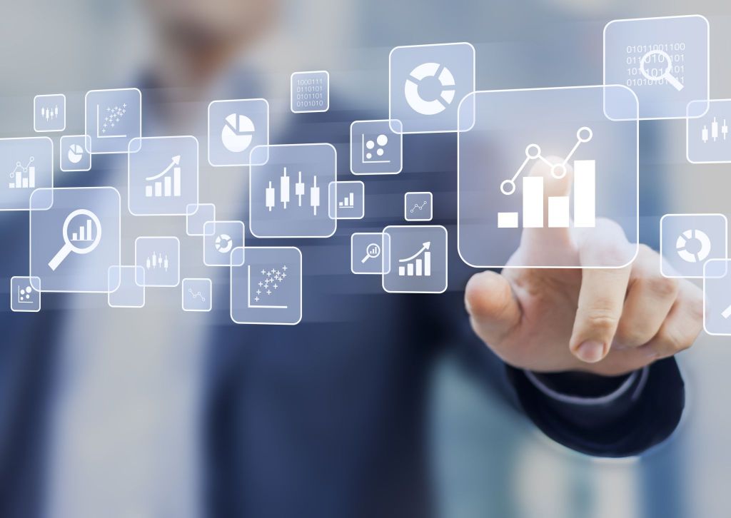 man touching graphic interface