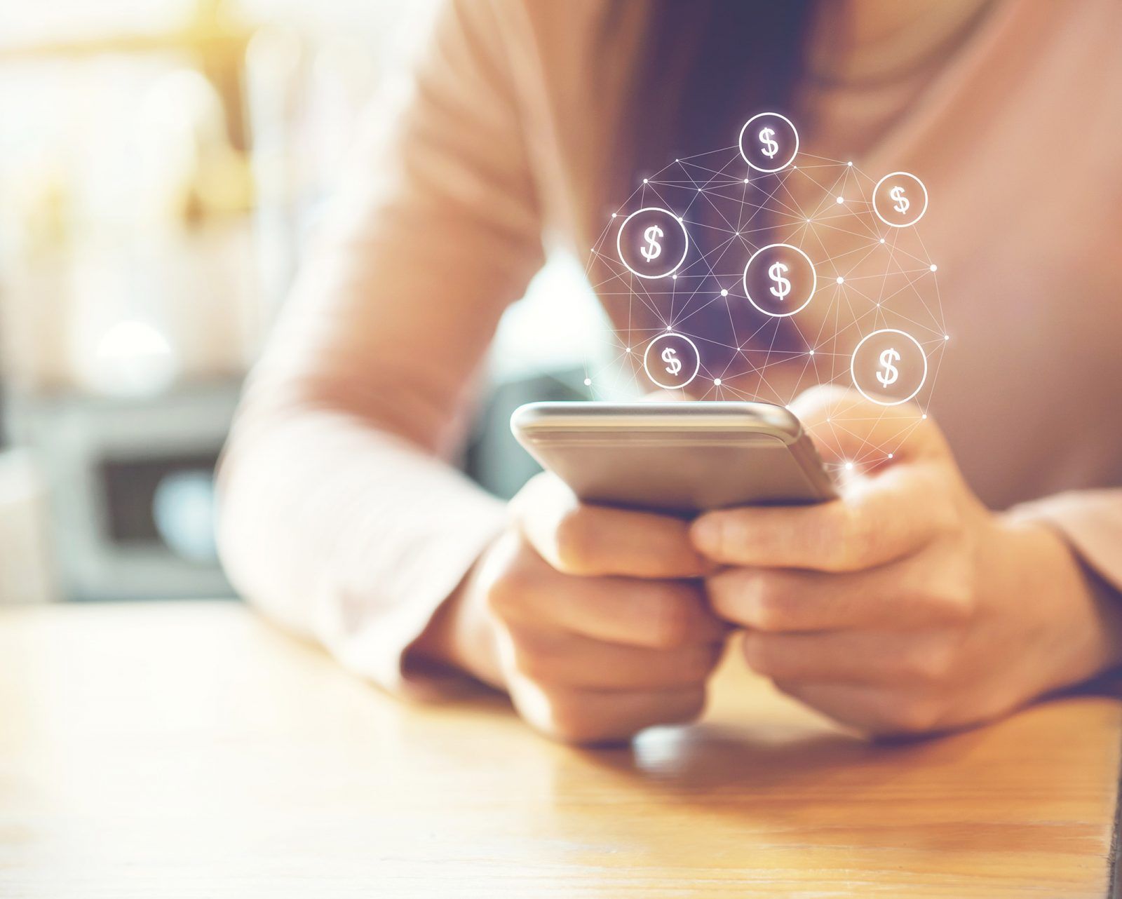 person using their mobile device for online banking